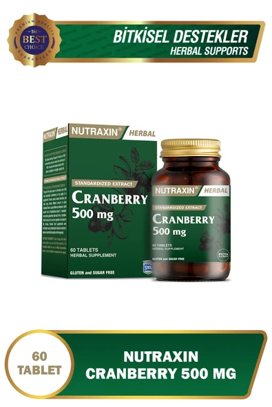 Nutraxin Cranberry - Turna Yemişi 500 Mg 60 Tablet ürün görseli 1