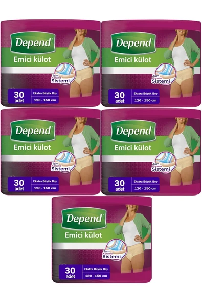 Depend Emici Külot Hasta Bezi XL - Extra Büyük Kadın 150 Adet (5PK*30) ürün görseli 1