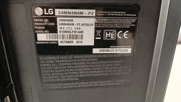 2.EL LG 24MN49HM-PZ 24" 61 Ekran HD Ready LED TV Monitör - Resim 5