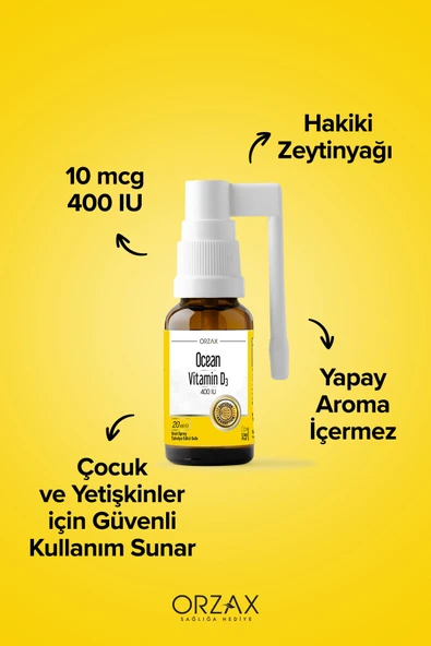 Ocean Orzax Vitamin D3 400IU Sprey 20ml - Resim 3