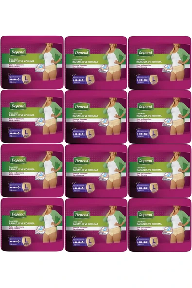 Depend Emici Külot Hasta Bezi Large - Büyük Kadın 120 Adet (12PK*10) ürün görseli 1