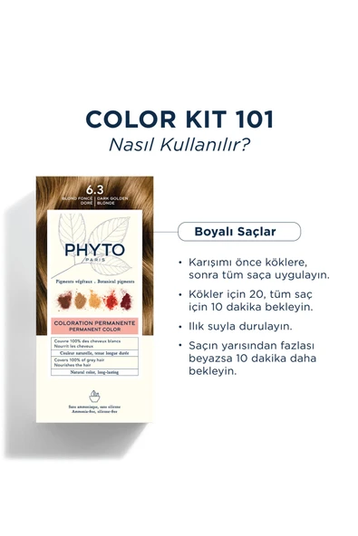 Phyto Color Amonyaksız Kalıcı Bitkisel Saç Boyası 6.3 Koyu Kumral Dore - Resim 4