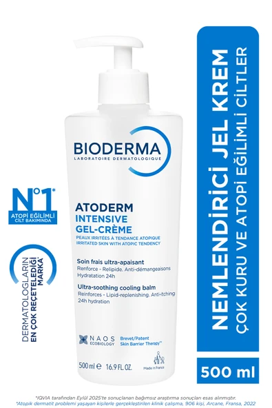 Bioderma Atoderm Intensive Gel-Cream Çok Kuru Atopi Eğilimli Cilt Yatıştırıcı Jel Krem Niasinamid 500 ml ürün görseli 1