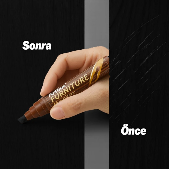 Siyah Renk Mobilya Rötuş Kalemi Ahşap Masa Sehpa Dolap Kalemi Parke Çizik Giderici Çatlak Kapatıcı - Resim 3