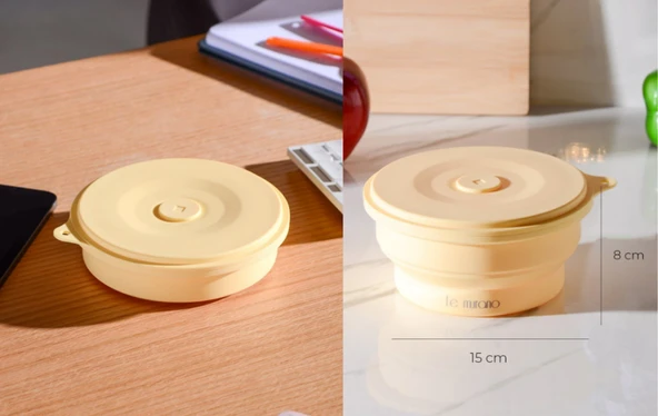 Le Murano Mori Yuvarlak Katlabilir Silikon Saklama Kabı 600Ml Lm0013/20 - Resim 2