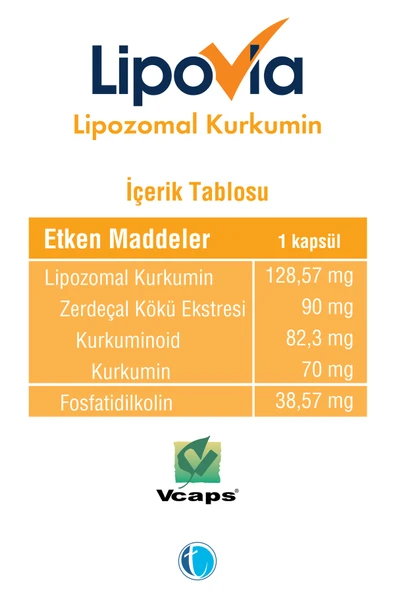 LİPOVİA Lipozomal Kurkumin Bitkisel Kapsül 8680133001437 - Resim 3