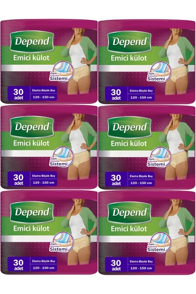 Depend Emici Külot Hasta Bezi XL - Extra Büyük Kadın 180 Adet (6PK*30) ürün görseli 1