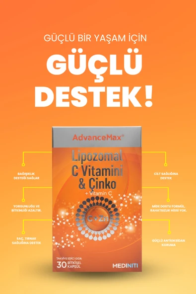 AdvanceMax Lipozomal C Vitamini & Çinko 30 Kapsül - Resim 5
