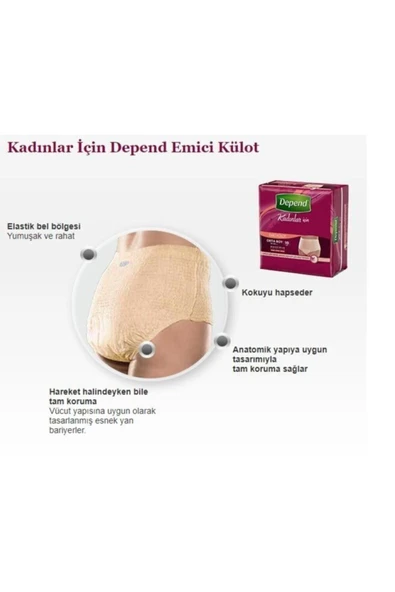 Depend Kadın Emici Külot Hasta Bezi Orta Boy Medium Beden 120 Adet - Resim 4