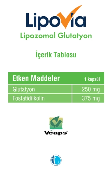 LİPOVİA Lipozomal Glutatyon 30 Bitkisel Kapsül 8680133001451 - Resim 2
