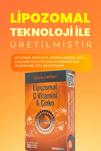 AdvanceMax Lipozomal C Vitamini & Çinko 30 Kapsül - Resim 7