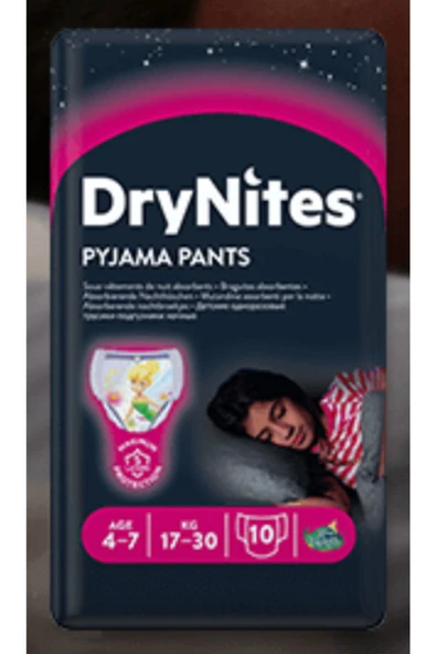 DryNites Kız Gece Emici Külodu 4-7 Yaş 17-30 kg 10'lu 2 Paket - Resim 2