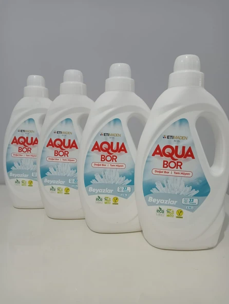 AQUA BOR DOĞAL MİNERALLİ SIVI DETERJAN BEYAZLAR 4 ADET ürün görseli 1