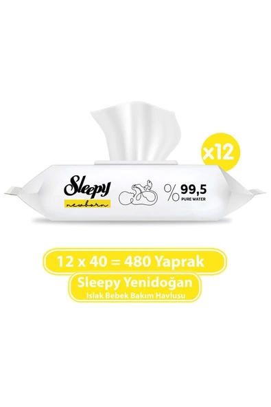 Sleepy Yenidoğan Islak Bebek Havlusu 12x40 (480 YAPRAK) ürün görseli 1