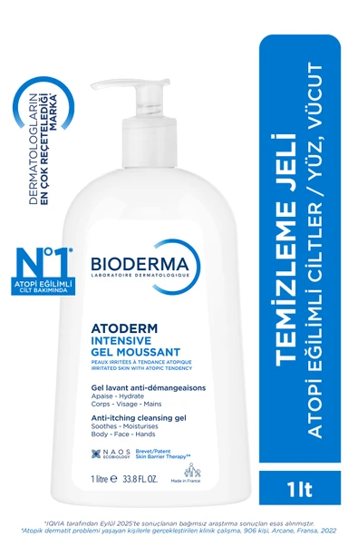 Bioderma Atoderm Intensive Foaming Gel Çok Kuru Atopi Eğilimli Cilt Onarıcı Temizleme Jeli Niasinamid 1 L ürün görseli 1