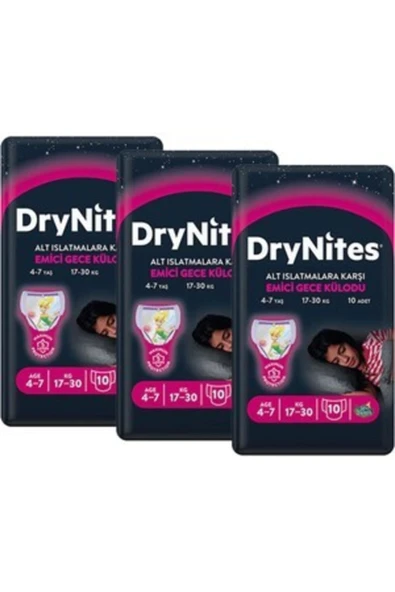 DryNites Kız Gece Emici Külodu 4-7 Yaş 3paket * 30 Adet ürün görseli 1