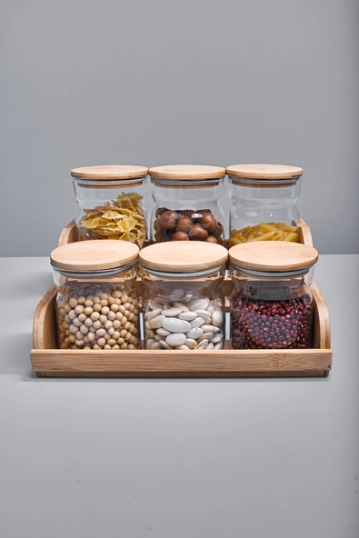 Sky 6'lı Standlı Cam Kavanoz Saklama Takımı ürün görseli 1