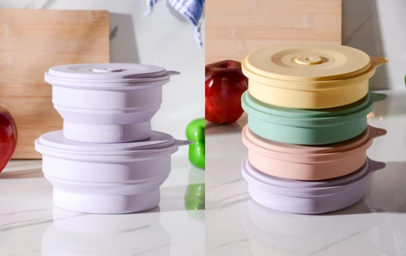 Le Murano Mori Yuvarlak Katlabilir Silikon Saklama Kabı 600Ml Lm0013/20 - Resim 6