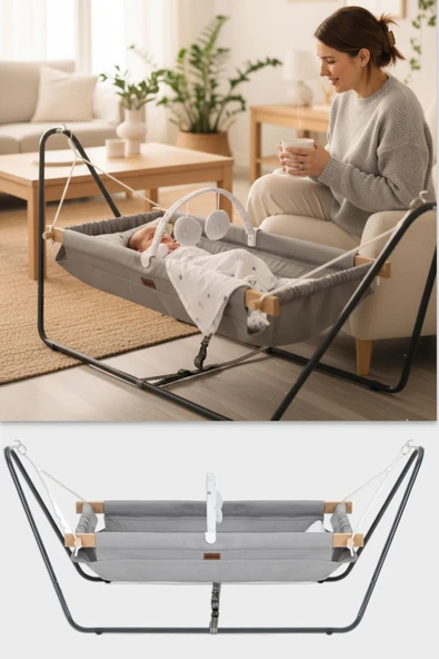 Wellgro Cozy Nest Hamak Beşik Gri, Anne Yanı Bebek Hamağı ürün görseli 1