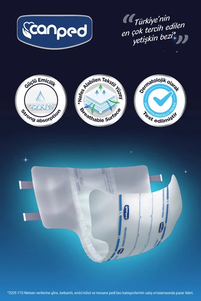 Canped Gece Belbantlı Yetişkin Hasta Bezi Büyük Boy 56 Adet (14x4) - Resim 3