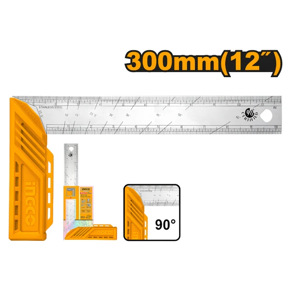 Ingco HAS123002 300mm Endüstriyel Açılı Çelik Gönye/Cetvel ürün görseli 1