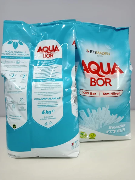 AQUA BOR DOĞAL MİNERALLİ TOZ DETERJAN BEYAZLAR 2 ADET(80 YIKAMA) - Resim 2