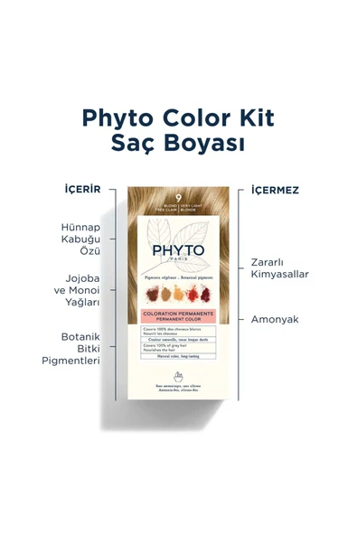 Phyto Color Bitkisel Amonyaksız Kalıcı Doğal Içerikli Bitkisel Saç Boyası 9 Açık Sarı - Resim 7