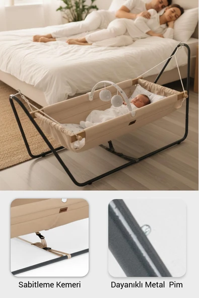 Wellgro Cozy Nest Hamak Beşik Kahve, Anne Yanı Bebek Hamağı - Resim 3