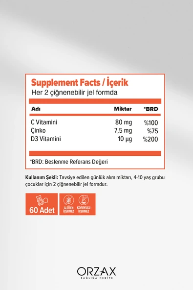 Ocean Smart Gummies Defence C Vitamini , D3 Vitamini Ve Çinko Içeren Takviye Edici Gıda 60 Jel Table - Resim 2