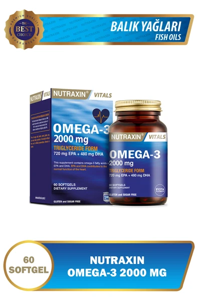 Nutraxin Omega 3 2000 Mg 60 Softjel - Balık Yağı, EPA 720, DHA 480 Mg ürün görseli 1