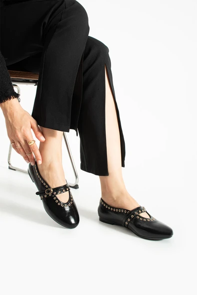 Stato - Siyah Renk Tokalı Suni Deri Kadın Babet ürün görseli 1