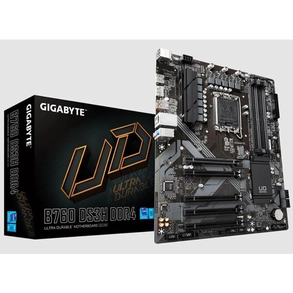 <![CDATA[GIGABYTE B760 DS3H DDR4 HDMI TYPE-C DP PCIe 16X v4.0 1700p mATX 5-PCIE SLOT]]> ürün görseli 1