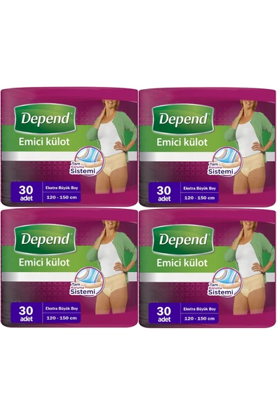 Depend Emici Külot Hasta Bezi XL - Extra Büyük Kadın 120 Adet (4PK*30) ürün görseli 1