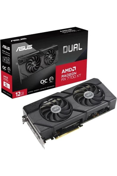 Asus RX 7700 XT Dual OC Edition DUAL-RX7700XT-O12G 192 Bit GDDR6 12 GB Ekran Kartı Teşhir ürün görseli 1