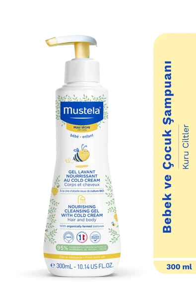 Mustela %95 Doğal Içerikli Kuru Cilt Cold Cream Içeren Besleyici Şampuan Saç Vücut Bebek Çocuk 300ml ürün görseli 1