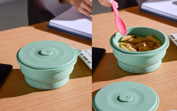 Le Murano Mori Yuvarlak Katlabilir Silikon Saklama Kabı 600Ml Lm0013/20 - Resim 7