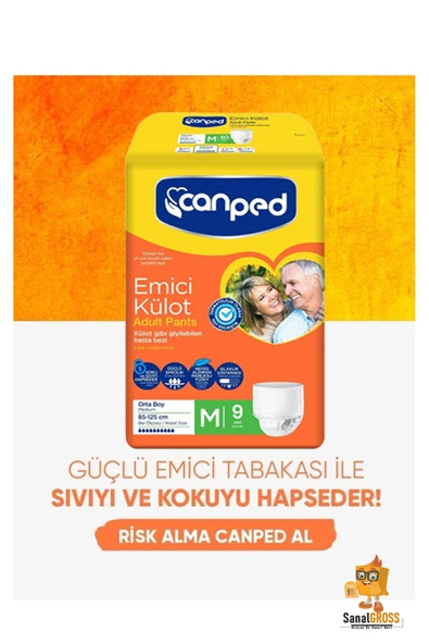 Canped Emici Külot Hasta Bezi Medium Orta Boy 9'lu x 3 Paket - Resim 2