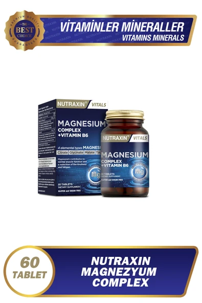 Nutraxin Magnezyum Complex 60 Tablet 125 Mg - Bisiglinat - Taurat - Malat - Sitrat - B6 ürün görseli 1