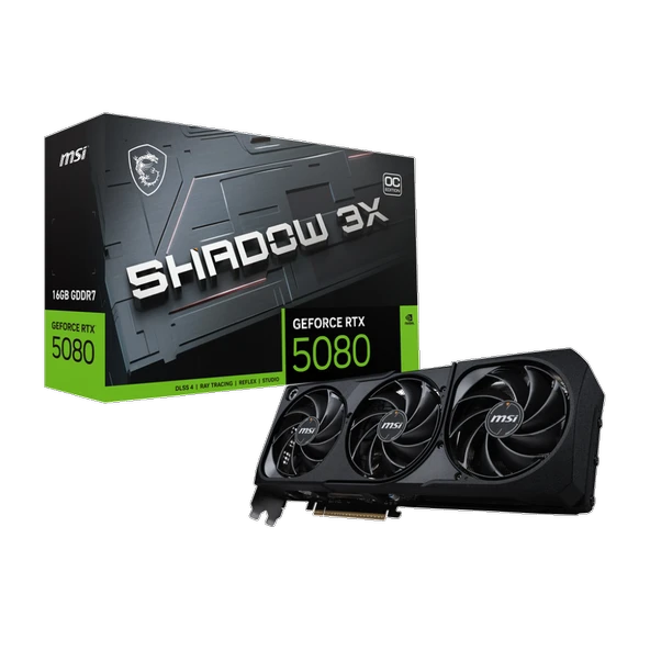 MSI GeForce RTX 5080 16G SHADOW 3X OC GDDR7 DLSS 4 256 Bit Ekran Kartı ürün görseli 1