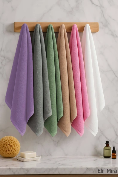 6 lı Softtouch El Yüz Banyo Havlusu Seti %100 Pamuklu 50x90 Cm - Resim 10