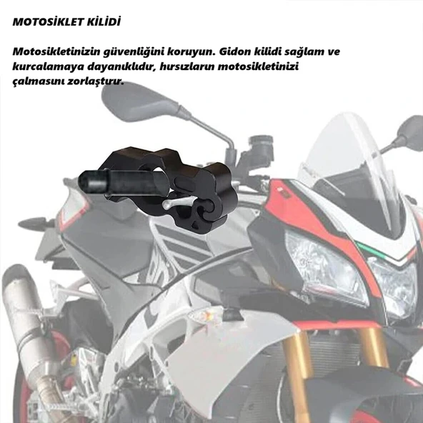 DailyTech Motosiklet Scooter Fren Kilidi Alüminyum Anahtarlı Güvenlik Kilidi Gidon - Resim 5