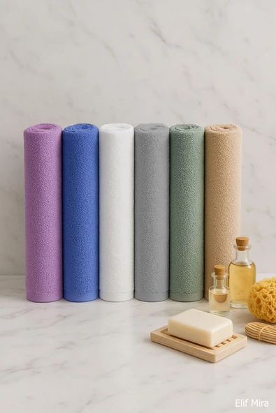 6 lı Softtouch El Yüz Banyo Havlusu Seti %100 Pamuklu 50x90 Cm - Resim 9