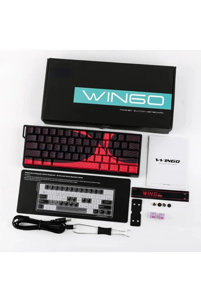 silabor WIN60 He Max Manyetik Klavye Rapid Trigger 8000Hz Rgb %60 Hot Swap Oyuncu Klavyesi Siyah-Kırmızı - Resim 3