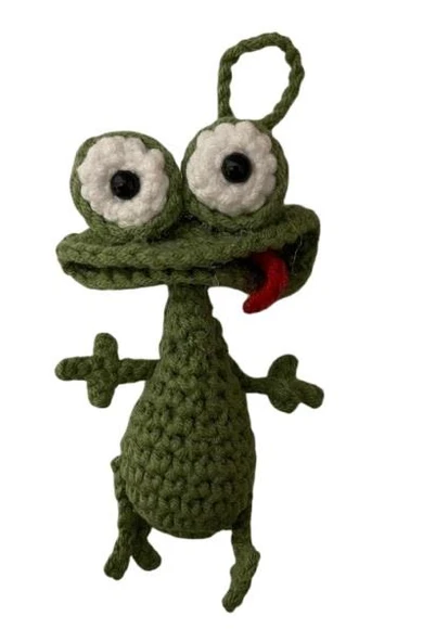 Şapşik Kurbağa Amigurumi Organik Anahtarlık Oyuncak ürün görseli 1