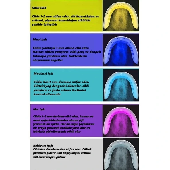 DailyTech Cilt Bakım Cihazı 7 Renk Işık Terapi Kızarıklık Akne Leke Karşıtı Yüz Gençleştirme Yenileme - Resim 6