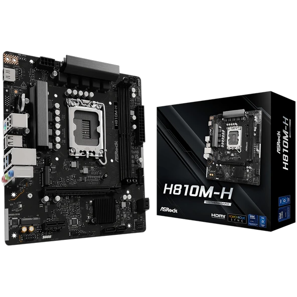 ASROCK H810M-H 6400MHz DDR5 Soket 1851 M.2 USB 3.2 HDMI mATX Anakart ürün görseli 1