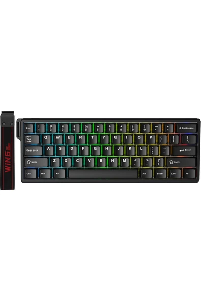 silabor WIN60 He Manyetik Klavye Rapid Trigger Graywood Swtich 8000Hz Rgb Tkl Hot Swap Oyuncu Klavyesi Siyah ürün görseli 1