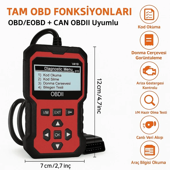 DailyTech 2025 Yeni Nesil OBD2 Arıza Tespit Cihazı Canlı Veri Hata Kodu Okuma & Silme Tüm OBD2 Araçlarla Uyumlu - Resim 6