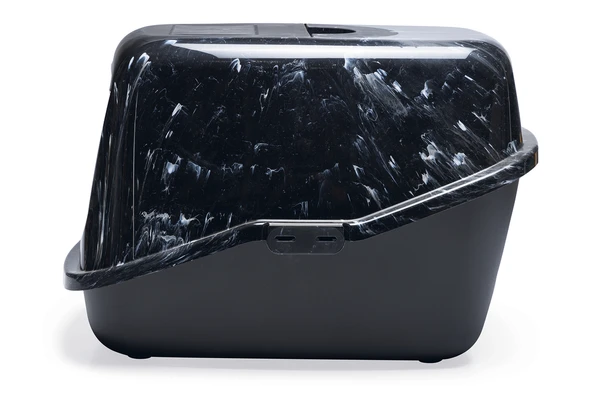 Beeztees Kapalı Kedi Tuvaleti, Koku Filtreli, Siyah Mermer Antrasit, 56x39x39cm - Resim 2