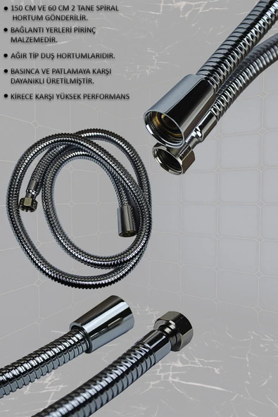 Rainy Serisi Geniş Şampuanlıklı Lüks Duş Takımı El ve Tepe Duş Başlığı Spiral Hortum - Resim 5